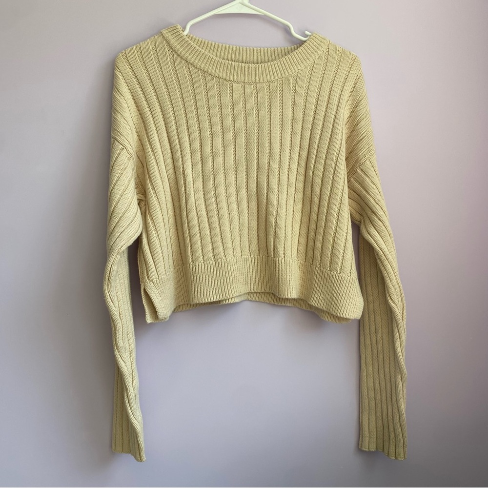 La Hearts Cream Ribbed Sweater